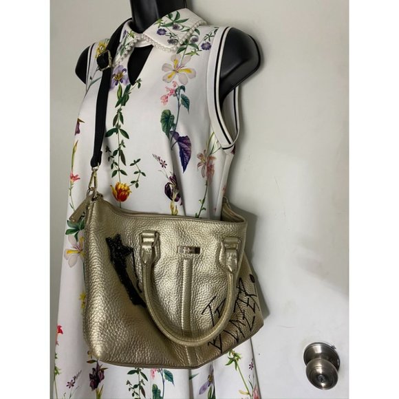 COLE HAAN Tote Bag Gold Customized w Graffiti - Picture 12 of 15